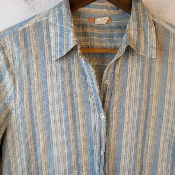 Vintage J. Crew Striped Button Front Shirt / Medium - Picture 3 of 3